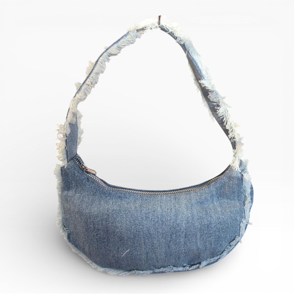 H&M Frayed Denim Hobo Bag